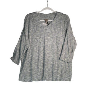 Chicos Sweater Womens XL 3 Heathered Blue Green Relaxed Cozy Casual Oversized
